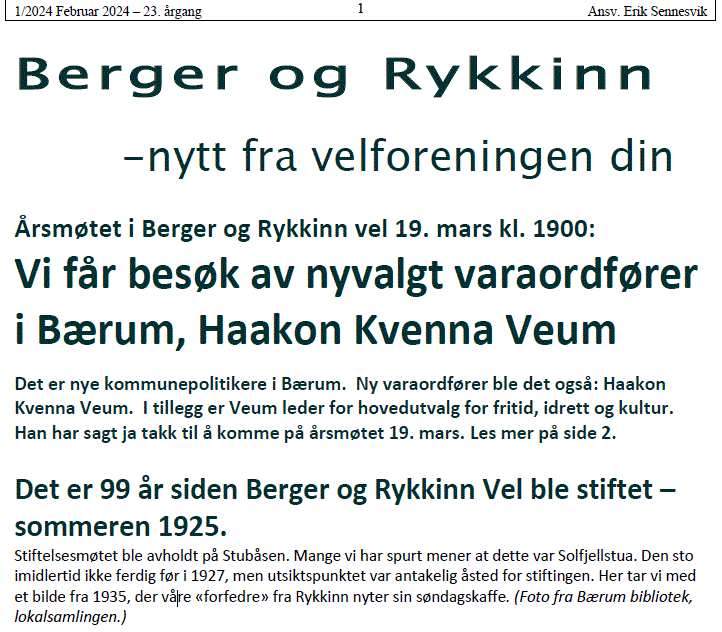 Nytt fra velforeningen februar er i postkassen