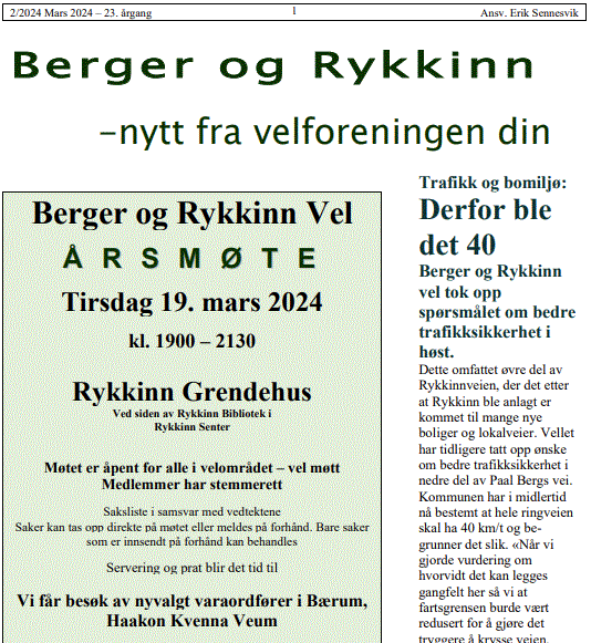 Velavis med årsmøtedokumenter i postkassene