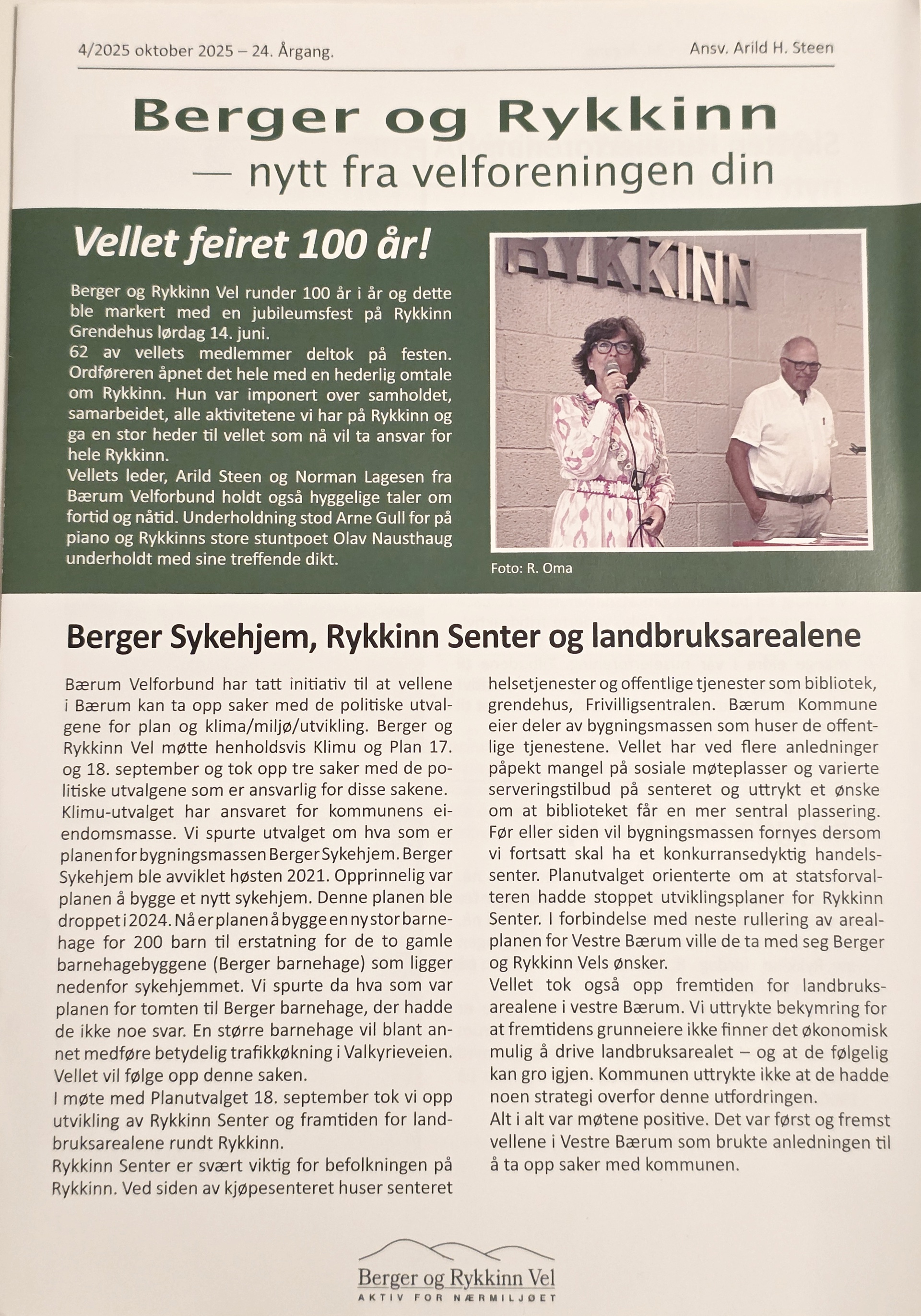 Oktober-utgaven av velavisen er nå delt ut